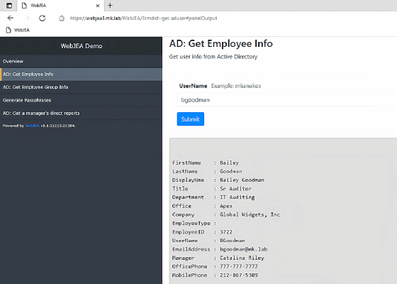 WebJEA output