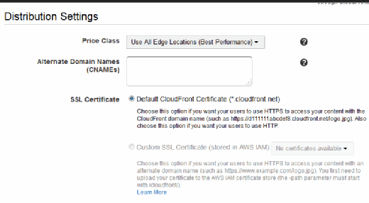 AWS CloudFront settings 