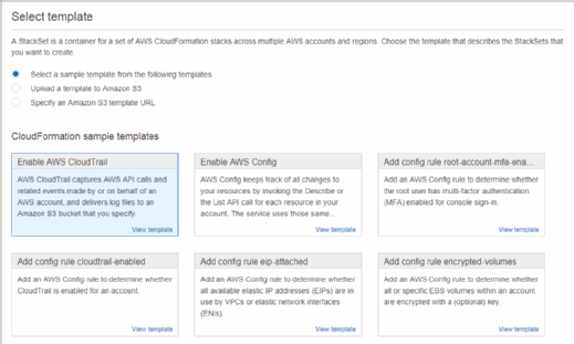 Select a template for the StackSet.