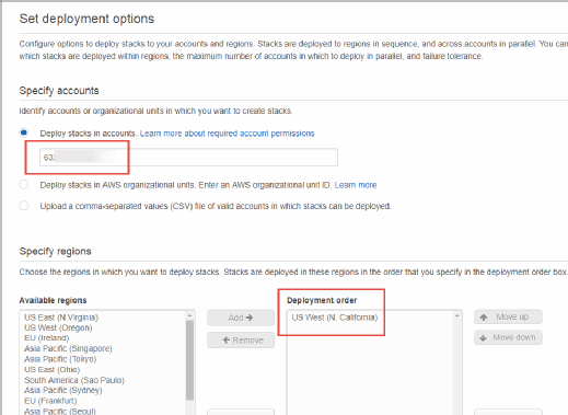 Setting the deployment options.