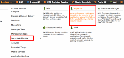 Amazon Inspector in the AWS Management Console.