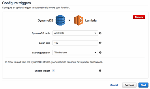 Configure DynamoDB triggers to invoke a Lambda function.