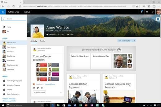 Microsoft Delve screen shot