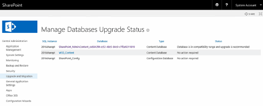 SharePoint Central Administration tool