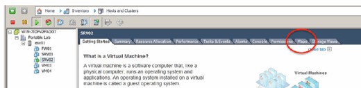 Using the Maps tab in vSphere to locate the VMDK