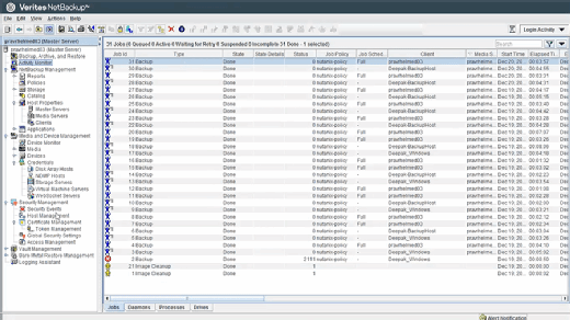 Veritas NetBackup Activity Monitor