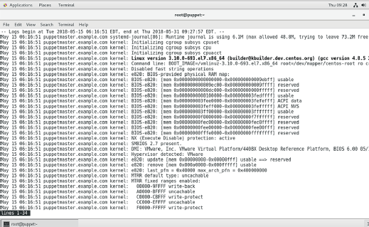 A log file in a Linux interface