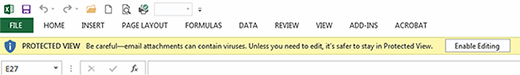 Protected View warning in Excel