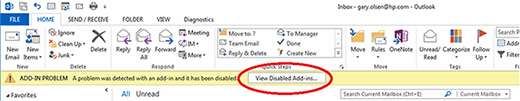 Error message from disabled Add-Ins