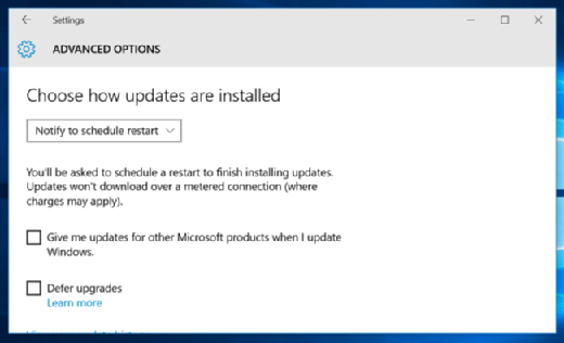 Windows 10 Advanced Update Options
