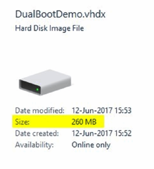 VHD file properties