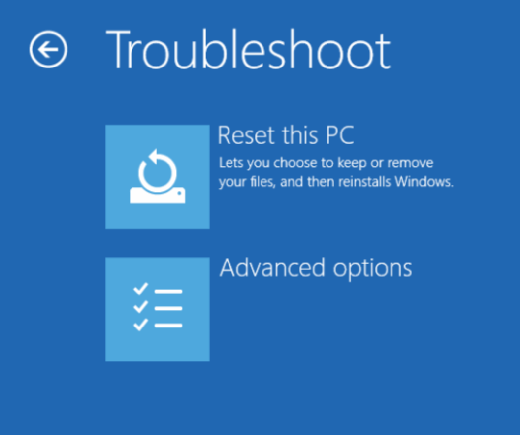 Troubleshoot screen