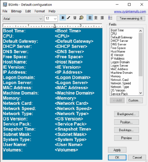 BgInfo customization