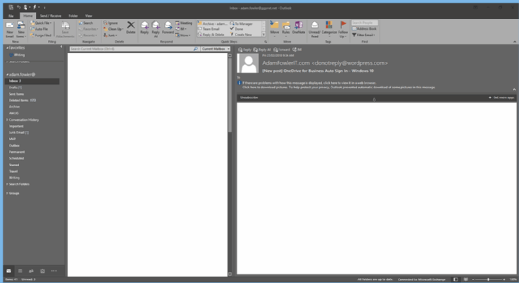 Outlook 2016 display problem