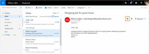Outlook on the web interface