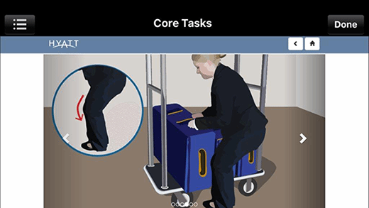 Still shot from Hyatt Hotels learning management system.
