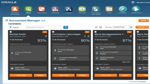 Oracle's HCM system talent management UI