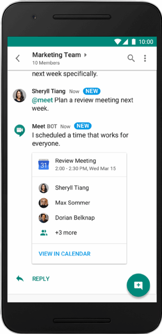 Google Hangouts Chat Meet bot
