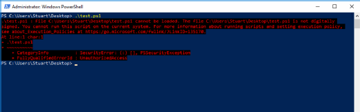 Unsigned PowerShell script