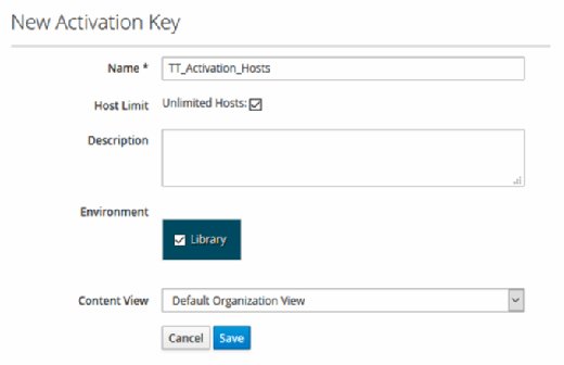Activation key for Red Hat Satellite