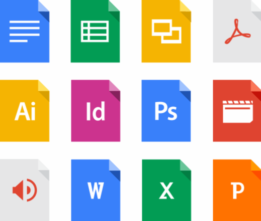 Icons for file types supported by Google Drive