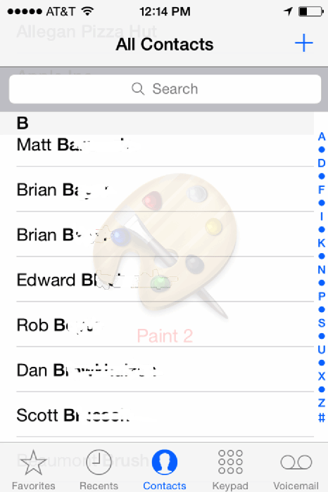 Example contact list