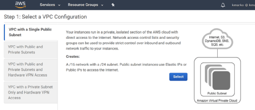 Select a VPC configuration.