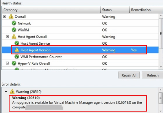 SCVMM agent version