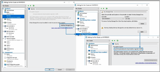VM security settings