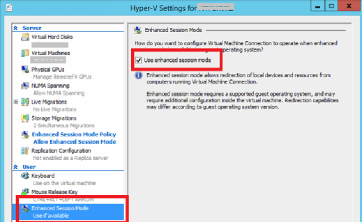 Enable Enhanced Session Mode
