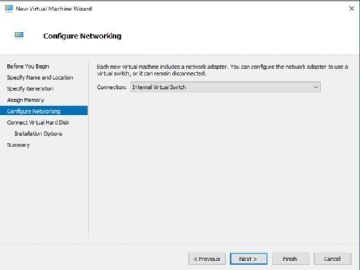 Choose a virtual switch for the VM.