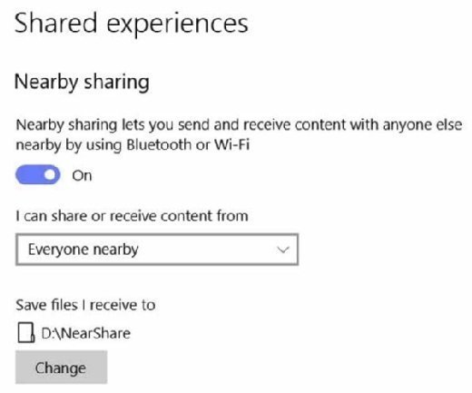 Turning on Near Share