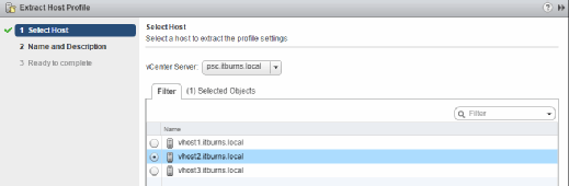 Select a host to extract its profile.