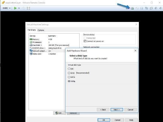 Add or remove virtual hardware within your VM.