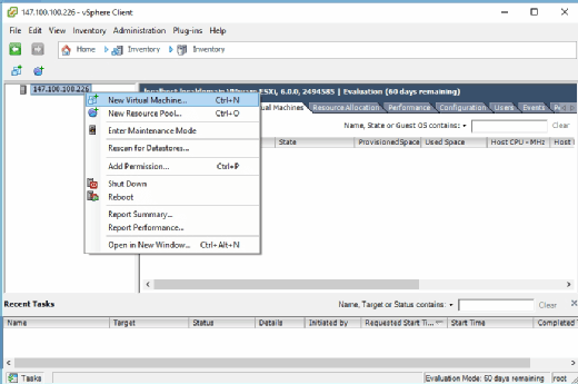 VMware vSphere interface