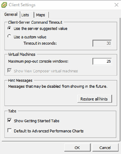 Options for client settings