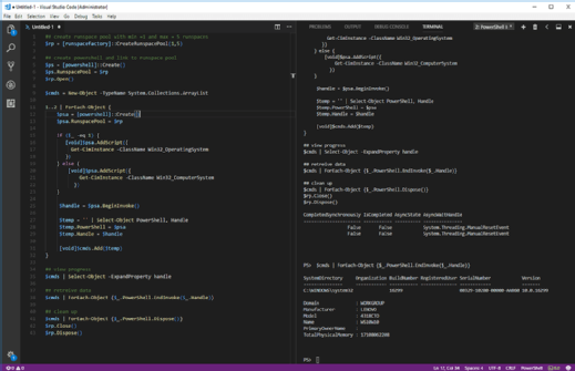 PowerShell runspaces in VS Code