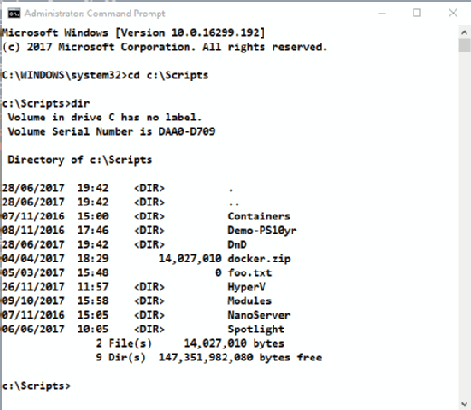 Command-line directory listing