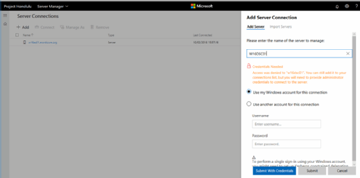 Server Connections section