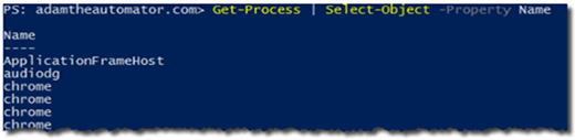 Select-Object with Get-Process in PowerShell.