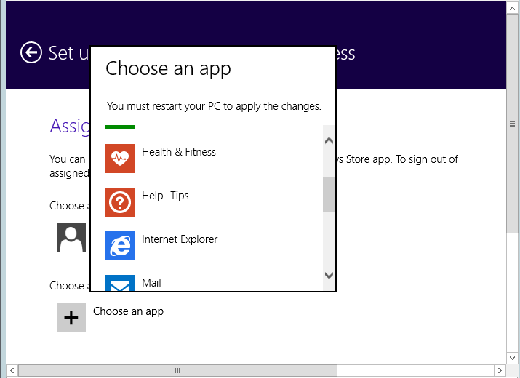 Choose an app to assign to a particular Windows 8.1 user.