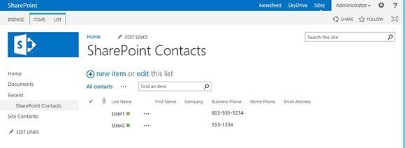 Figure 1. Click on the List tab in SharePoint 2013.