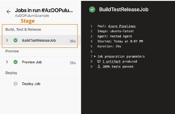 Azure Pipeline job details, including pool, image and agent.