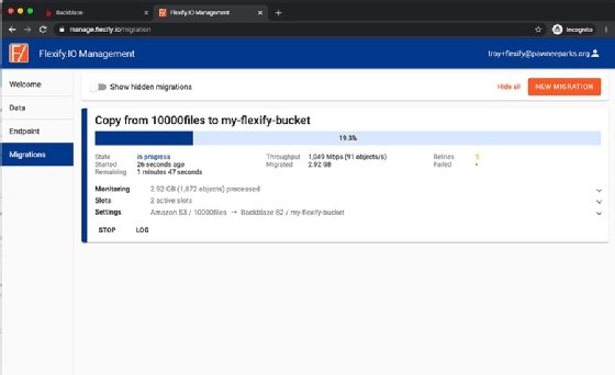 Screenshot of Backblaze Cloud to Cloud Migration 