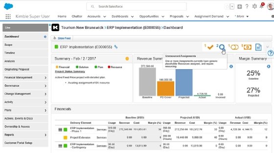 Kimble PSA ERP dashboard