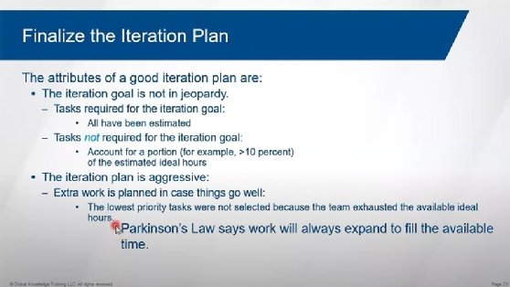 Finalize the iteration plan