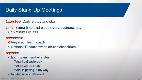 What is involved in daily stand-up meetings