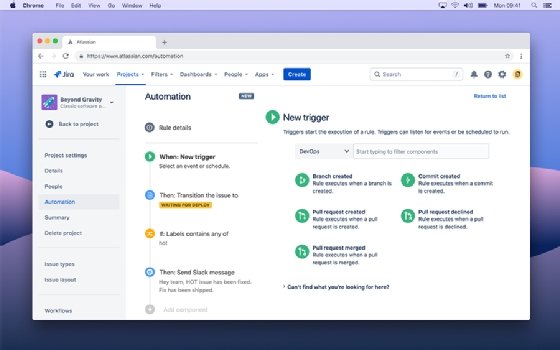 Atlassian DevOps automation triggers