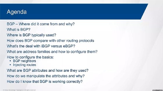 BGP presentation agenda