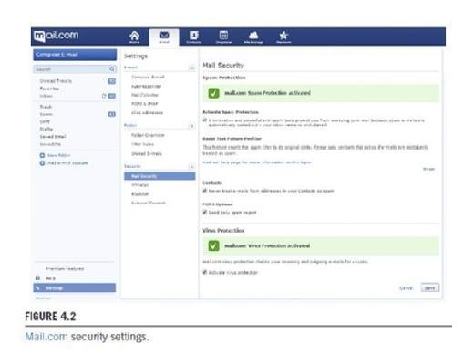 Mail.com security settings